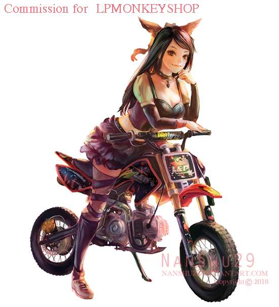 ::Commission::Wolf girl motorbike